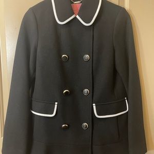 Kate Spade NEW Peacoat SOLD OUT Black White Trim Wool Coat NWT $549